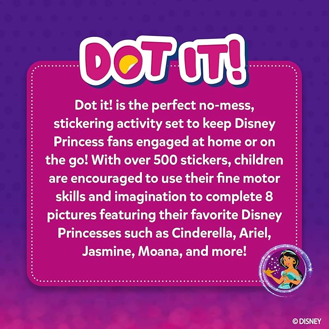 Skillmatics Dot It Sticker Art Activity - Disney Princess, Mess-Free Fun for Kids, 500+ Stickers, Craft Kits, DIY Scrapbooking Activity, Travel Toys, Gifts for Girls & Boys Ages 3, 4, 5, 6, 7