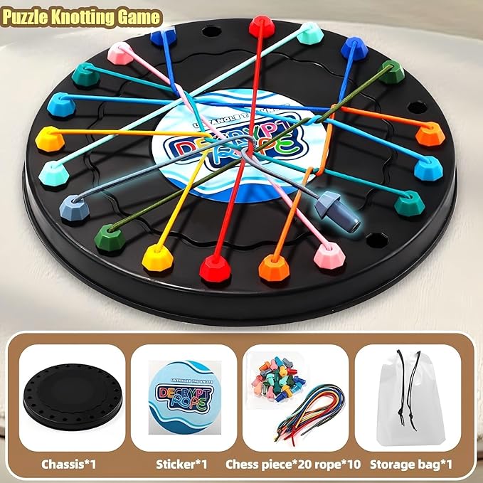 Brainy Knots Rope Untangling Puzzle Game,Strategy Board Game Rope Untangling Challenge,Perfect for Parent-Child Interaction,Family Travel Party Toys,Best Gifts for Kids Adults