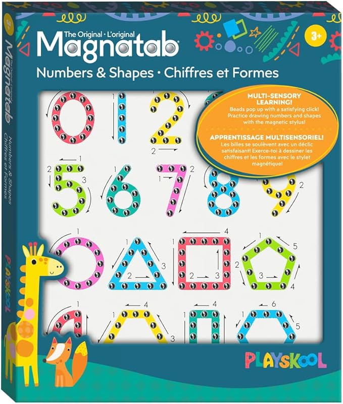 Playskool Magnatab — Numbers and Shapes — Magnetic Board Toy Letter Tracing for Toddlers Learning and Sensory Drawing — for Kids Ages 3 and Up