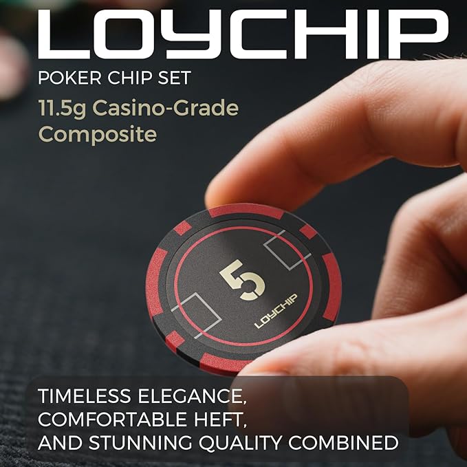 Poker Set with Numbered Chips 600-pcs for Card Board Game, 11.5g Weight with Playing Cards for Texas Hold'em, Blackjack Gambling, Late Night Poker Games