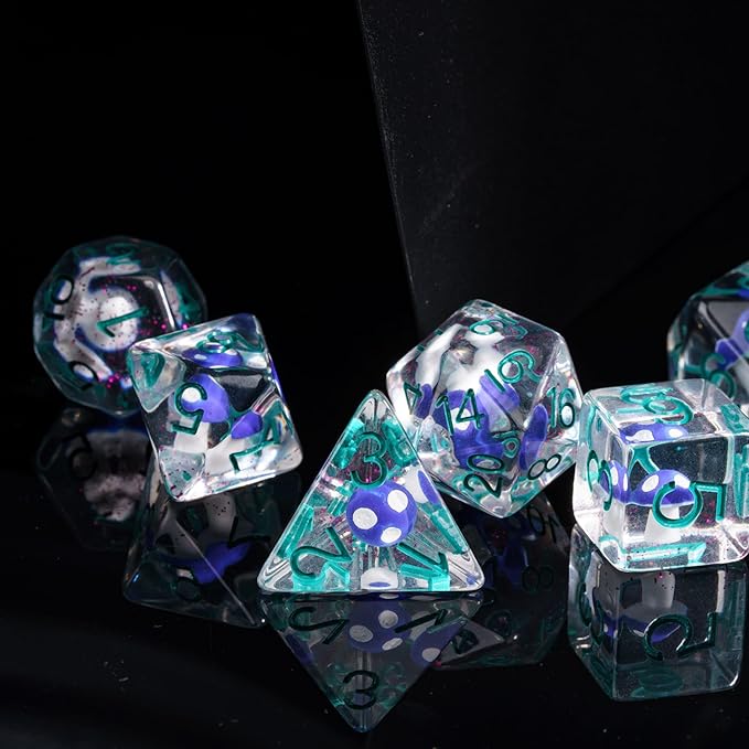 UDIXI 7PCS Polyhedral Dice Set, Mushroom D&D Dice Set for Dungeons and Dragons Role Playing Dice Games and DND RPG Tabletop Games (Dark Purple)