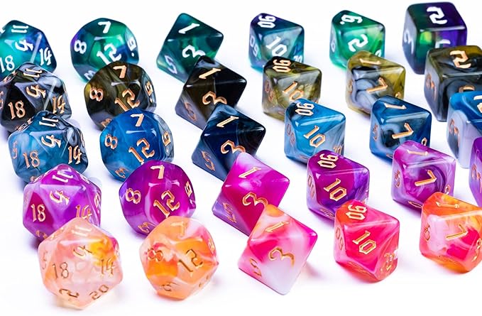 5 Sets DND Dice Polyhedral Dice Set (35pcs) with 1 Large Leather Bag, D&D Dice Set for Dungeons and Dragons, RPG, MTG Table Games. (5Sets-Tricolor)