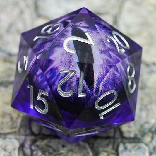 Dungeons and Dragons DND Dice D20, Moving Eyeball Liquid Core Dice Set D&D 33MM Oversized D20 Single Sharp Edge Resin dice with Gift Case, Polyhedral Dice for Role Playing Game