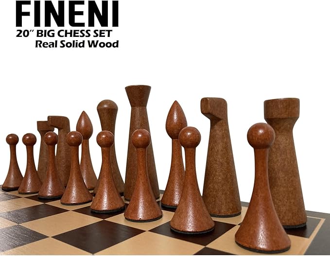 Luxurious 20 inch Real Luxurious Original Colored Solid Wooden Chess Set. Durable Handmade Chess Board Game Sets with Storage Slots for 5.2” Weighted & Elegant Designed Wooden 34 Pieces (C20L)
