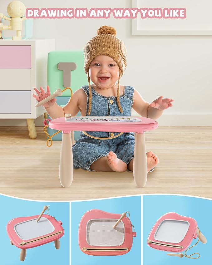 Magnetic Drawing, Doodle Board for Toddlers Age 1-2, Writing Board, Preschool Learning and Educational Toys for 1 2 3 Years Old Girl Boy, Gift for Birthday Christmas New Year(Pink)