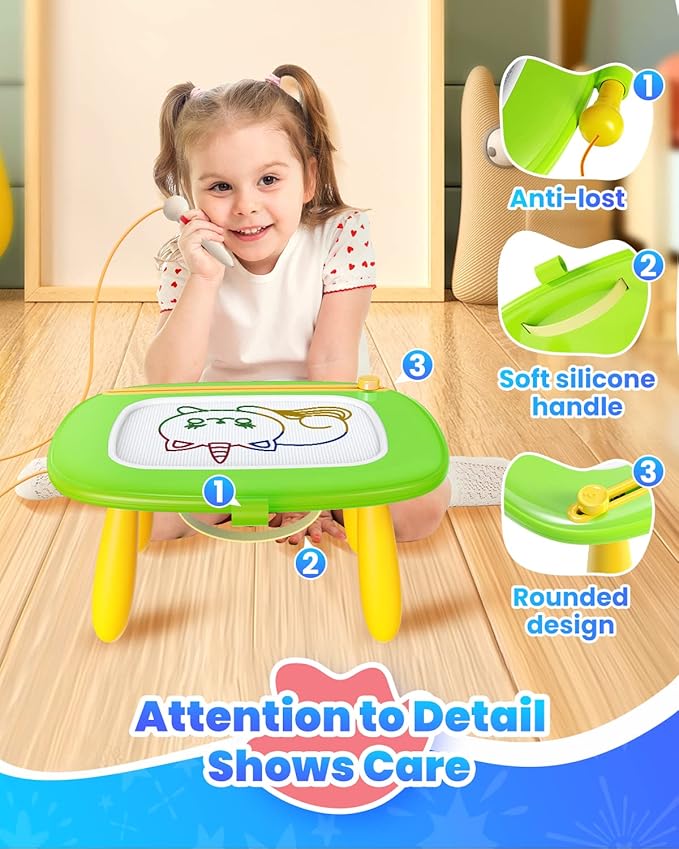 Toddlers Toys Ages 1-3, Magnetic Drawing Board, Toddler Boy Toys for 1 2 3 Years Old, Doodle Board Pad Learning and Educational Toys for 18 Months Baby 1-3 Yr Kids Birthday Gifts - Green