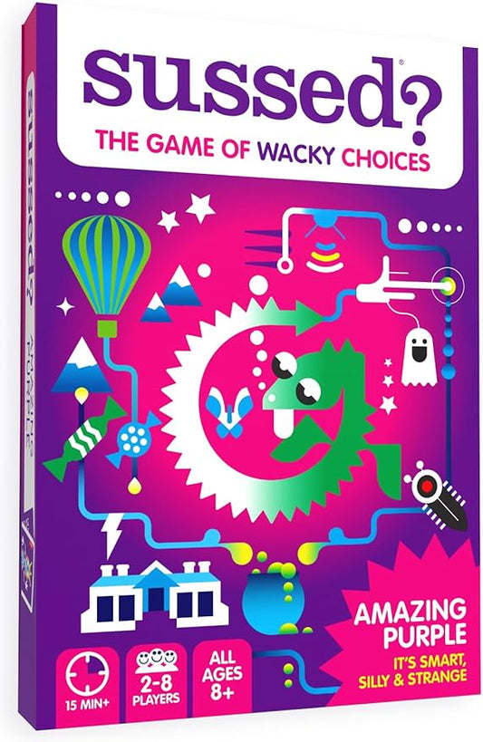 SUSSED Wacky ‘What Would You Do?’ Card Game - Fun & Easy Travel Game for Girls, Boys & Tweens - Builds Kids’ Social Skills & Confidence - Purple Pack: Dragons, Space & Magic