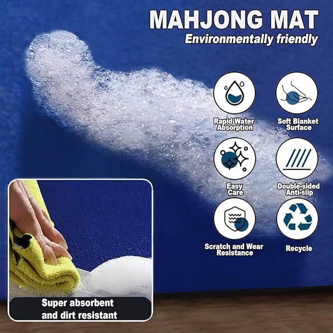 2025 Mahjong Mat,32.4 * 32.4 Inch Mahjong Mat for Table - Premium Noise Reduction and Non-Slip Game Mat Surface for Poker, Board Games Table Mat, Card Games, Tile Games