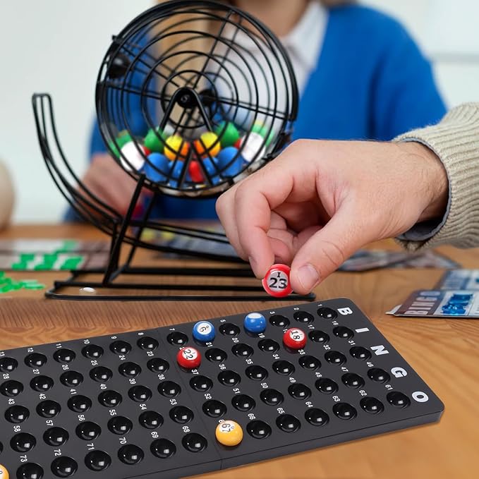 GSE Games & Sports Expert Bingo Master Board for 7/8" Balls, Black Bingo Calling Board for Parties, Large Groups, Family Game Nights