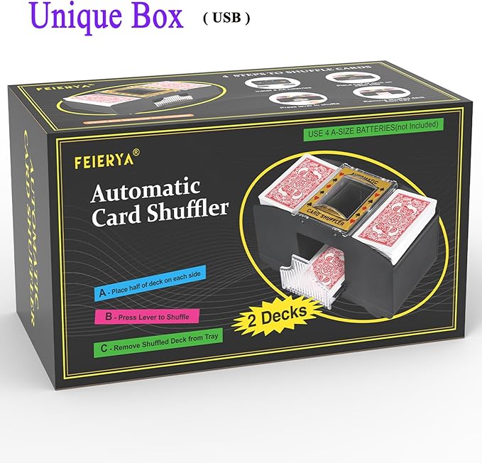 Automatic Card Shuffler 2 Deck,Battery-Operated/USB UNO Poker Shuffler,Playing Card Shuffler for Home Card Game,Travel