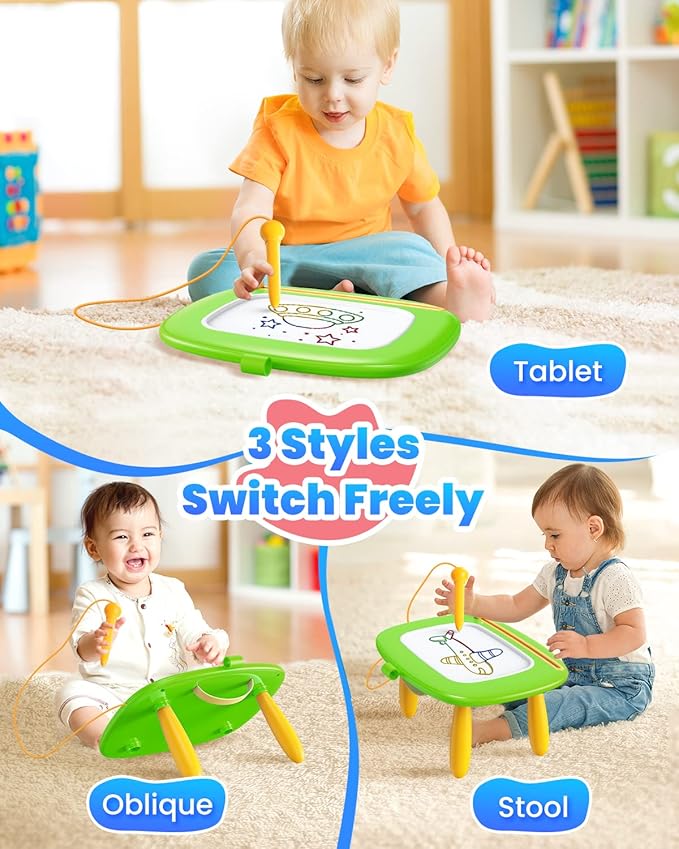 Toddlers Toys Ages 1-3, Magnetic Drawing Board, Toddler Boy Toys for 1 2 3 Years Old, Doodle Board Pad Learning and Educational Toys for 18 Months Baby 1-3 Yr Kids Birthday Gifts - Green