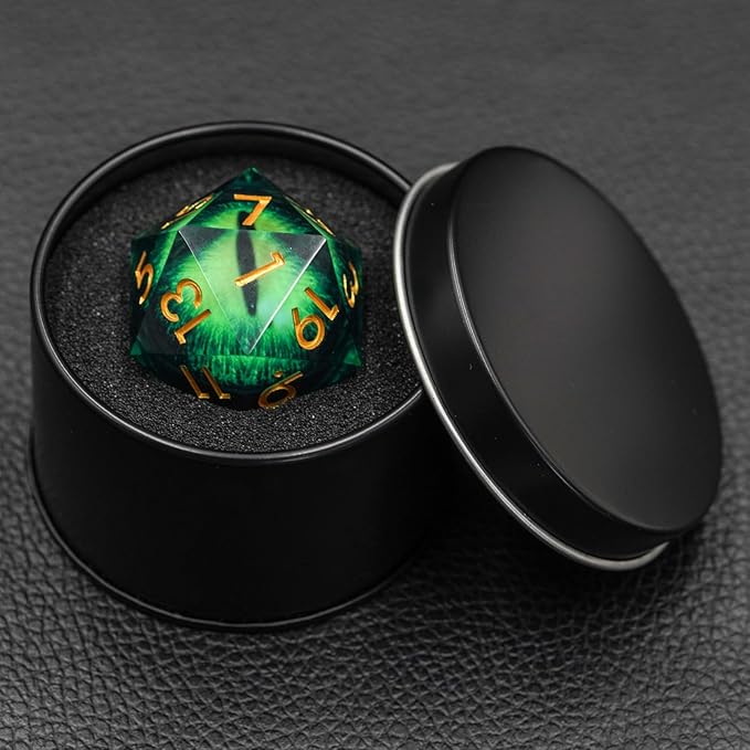 Dungeons and Dragons DND Dice D20, Moving Eyeball Liquid Core Dice Set D&D 33MM Oversized D20 Single Sharp Edge Resin dice with Gift Case, Polyhedral Dice for Role Playing Game