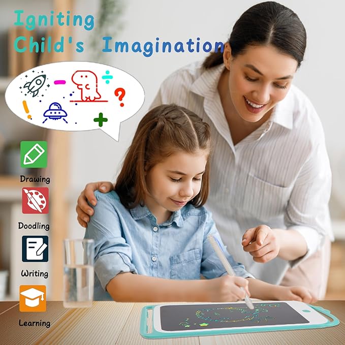 12 Inch LCD Writing Tablet for Kids - Travel Essentials Mess-Free Drawing Pad, Educational Doodle Board, Kids Games Toys for Boys and Girls Aged 3-8 Years Old, Christmas & Birthday Gift - Pink