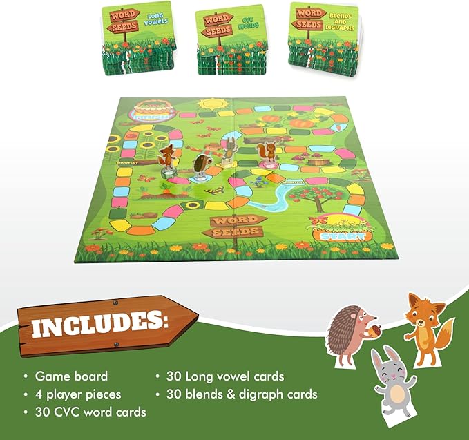 Word Seeds - Phonics Games for Kids Ages 4-8, Kindergarten Learning Activities, Learn to Read Game, Kindergarten Games for Classroom, CVC Games