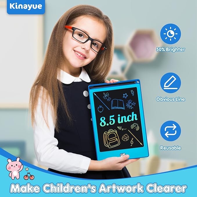 2 Pack LCD Writing Tablet for Kids,8.5 Inch Doodle Board Drawing Tablet Colorful Educational Toys for Boys Girls Reusable Road Travel Game Toy Gifts for 3 4 5 6 7 8 Years Old （Blue+Pink