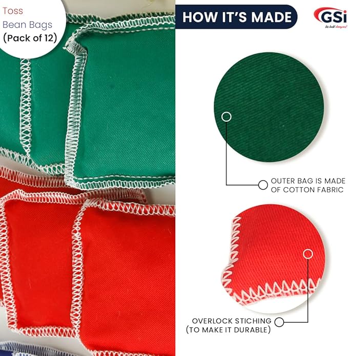 GSi Mini Bean Bags for Kids: 12 Pack of Soft Throwing Bags for Toss Games, Sensory Play, PE, Juggling & Outdoor Activities