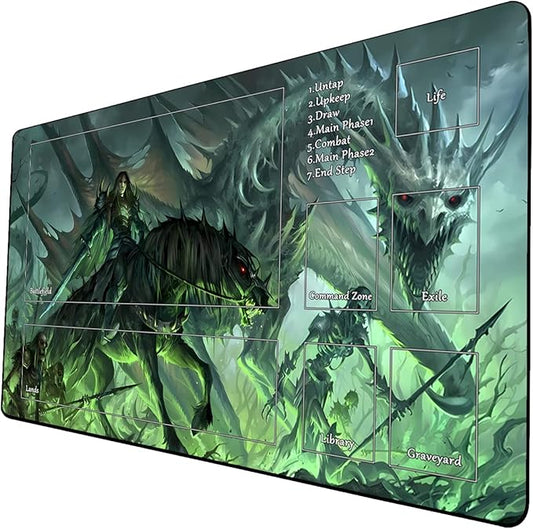 MTG Playmat, Game Play Mat for MTG TCG 24 x 14 inches Trading Card Inked Game Playmats with Storage Bag Smooth Rubber Surface Battle Game