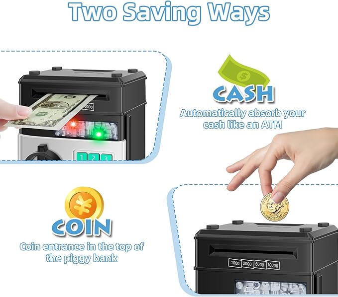 Piggy Bank for Kids, Electronic Cash Coin Money Saving Box, Money Bank for 8 9 10 Year Old Boys Girls, Toys for Ages 6 7 8 10 11 12 13
