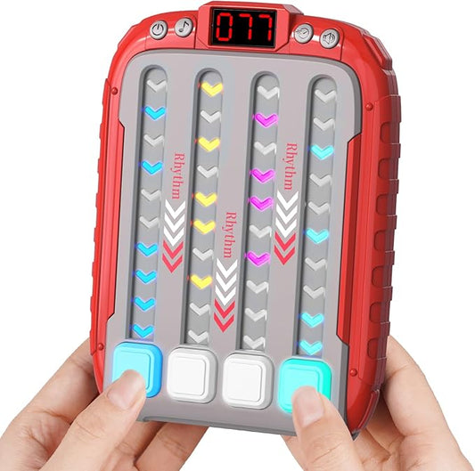 Rhythm Machine With Music and Light, Travel Handheld Puzzle Game, Fast Press Push Fidget Toy for Kids Aged 3-16 Years Old, AA Battery Operated
