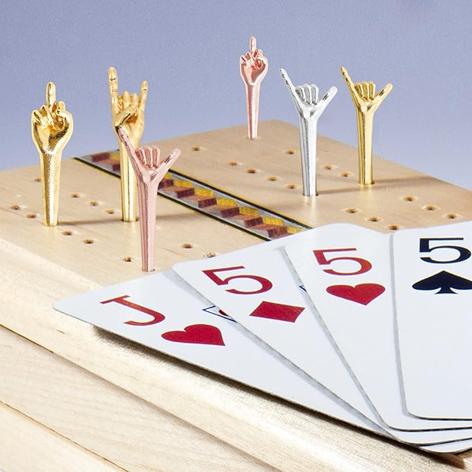 27Pcs Funny Finger Cribbage Board Pegs,Metal Cribbage Pegs Fit 1/8 Holes, Cribbage Accessories for Family Traditional Peg Board Game(3 Color,3 Styles,Come with Plastic Box)