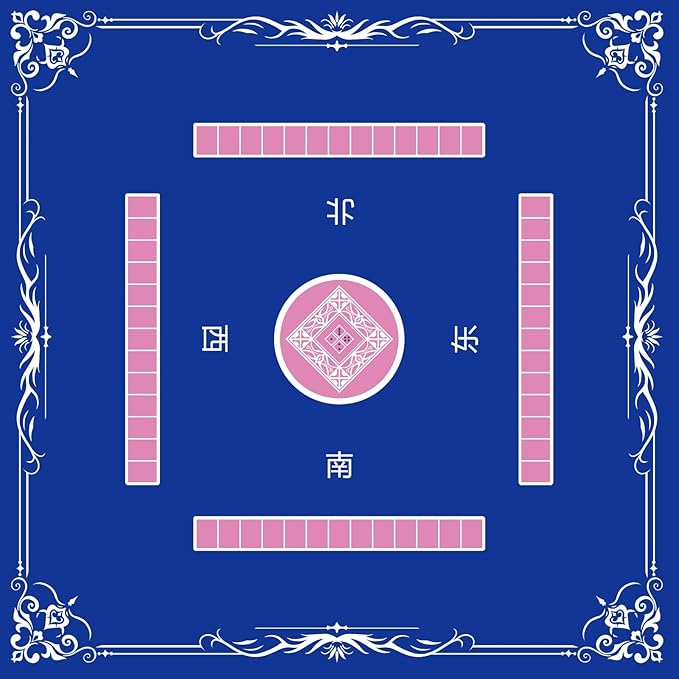 Mahjong Mat (31.4"x31.4"), 3mm Thick Noise Reducing Mahjong Table Mat, Waterproof Surface Mahjong Mat with Drawstring Storage Pouch for 32 Inch+ Mahjong Tables Games (Blue)