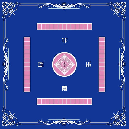 Mahjong Mat (31.4"x31.4"), 3mm Thick Noise Reducing Mahjong Table Mat, Waterproof Surface Mahjong Mat with Drawstring Storage Pouch for 32 Inch+ Mahjong Tables Games (Blue)
