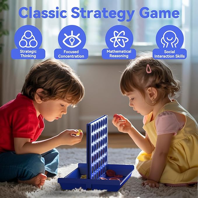 Pup Go 4 in a Row Game - 6 Spare Discs Included, Classic Board Game for Kids, Classic Four in a Row, Family Fun Games for Age 3 4 5 6 7 Year Old Boys Girls Adults, Line Up 4 (Standard)