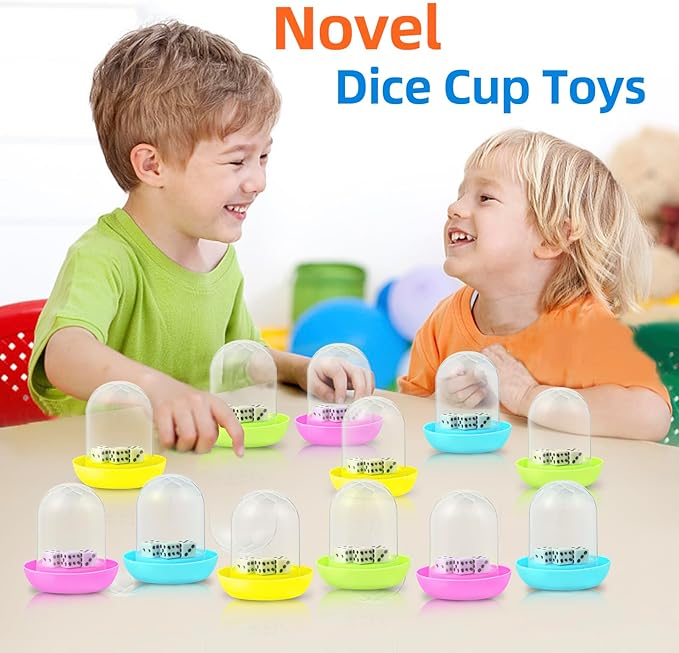 12 Pack Mini Dice Cup Set，Party Favors for Adults Kids Toddlers, Plastic Shaker Dice Game，Shaker Cup Desk Toys, Classroom Rewards, Carnival Prizes, Goodie Bag Stuffers, Treasure Box, Pinata Fillers