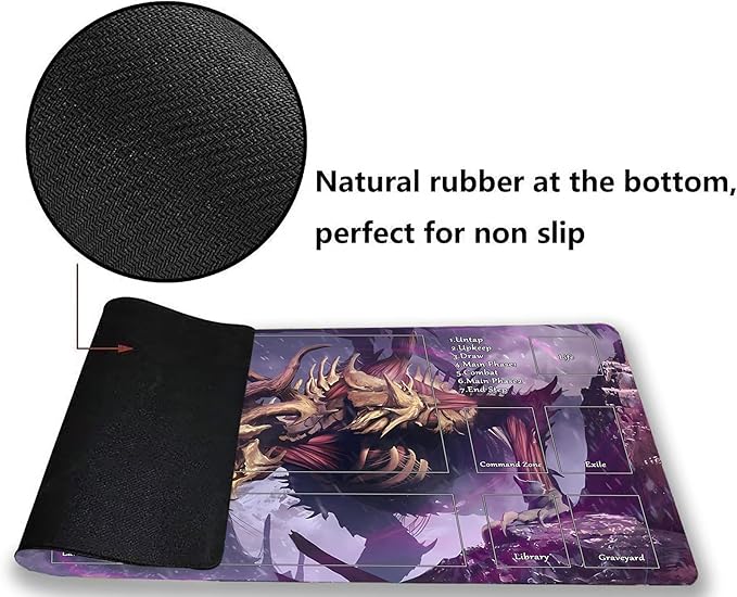 MTG Playmat, Game Play Mat for MTG TCG 24 x 14 inches Trading Card Inked Game Playmats with Storage Bag Smooth Rubber Surface Battle Game