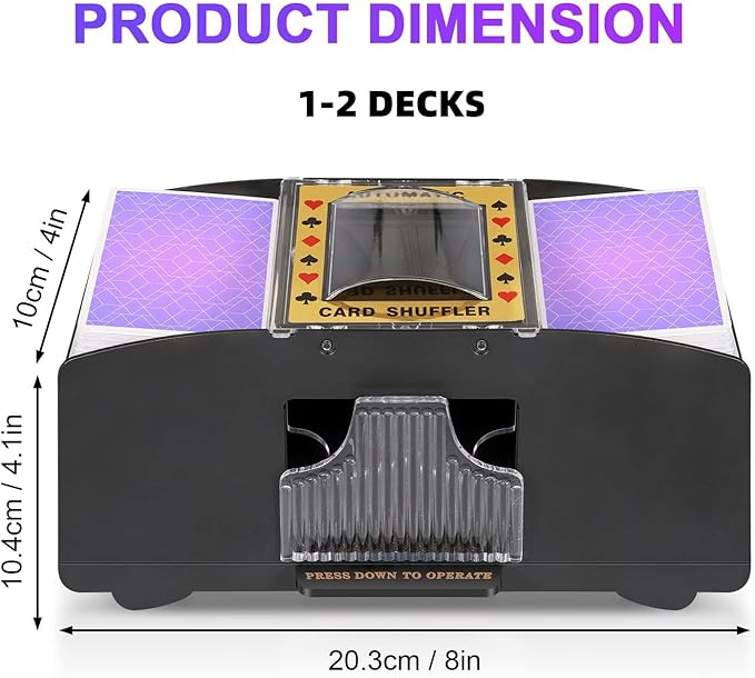 Automatic Card Shuffler 2 Deck,Battery-Operated Electric UNO Poker Shuffler,Playing Card Shuffler for Home Card Game,Travel