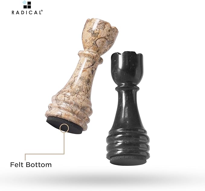 Radicaln Marble Chess Pieces Black and Coral 3.5 Inch King Figures Handmade 32 Chess Figures - Suitable for 16-20 Inch Chess Game - Board Games