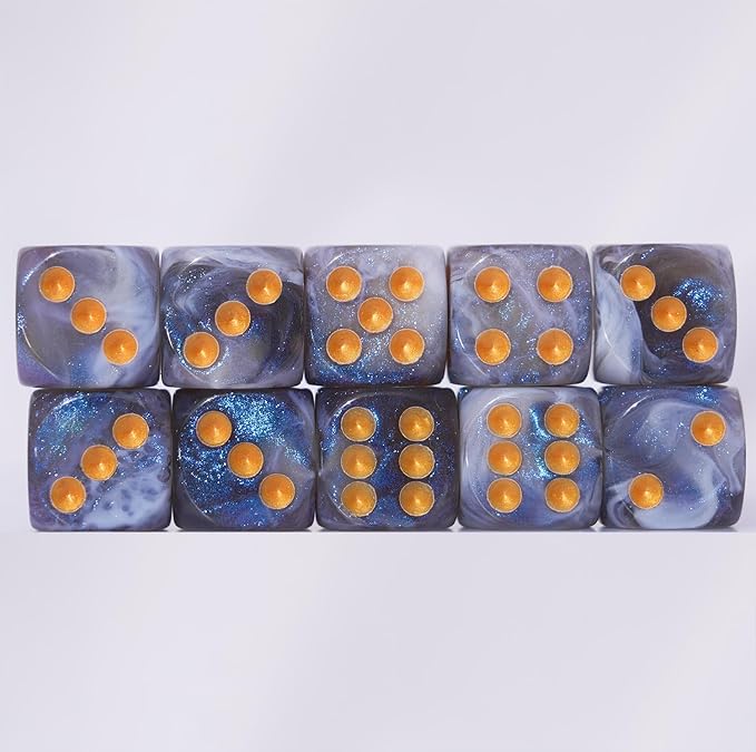 10 PC D6 dice 16mm Acrylic Dice Set for RPG MTG DND Dice Table Games and Board Games (Gray + Blue)