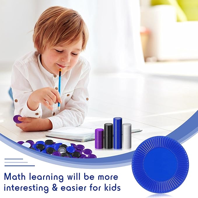 Skylety 400 Pieces Plastic Poker Chips Game Chips 4 Colors Counter Card for Kids Game Playing Learning Math Counting Bingo Game Blank Chips Card for Kids Reward