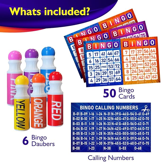EXTRIC Bingo Game, Bingo Game for Adults and Kids, Bingo Set Includes Bingo Daubers, Bingo Cards, and Calling Numbers Ideal Fun Bingo Games for Family Game Night