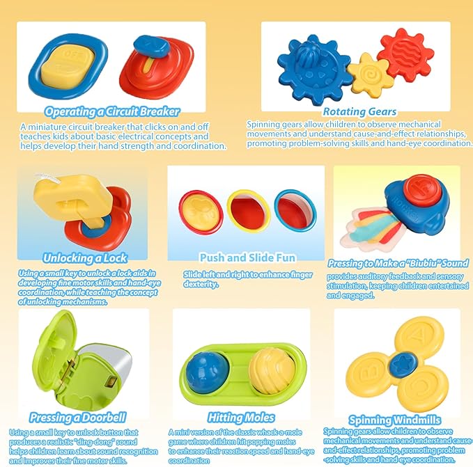 Montessori Busy Board Toy for 1-2 Year Old, Toddler Busy Toys with Music&Light, Busy Board for 1 Year Old,Toddler Educational Toys, Preschool Learning Activities Travel Toy for 1 2 3 4 Boys&Girls