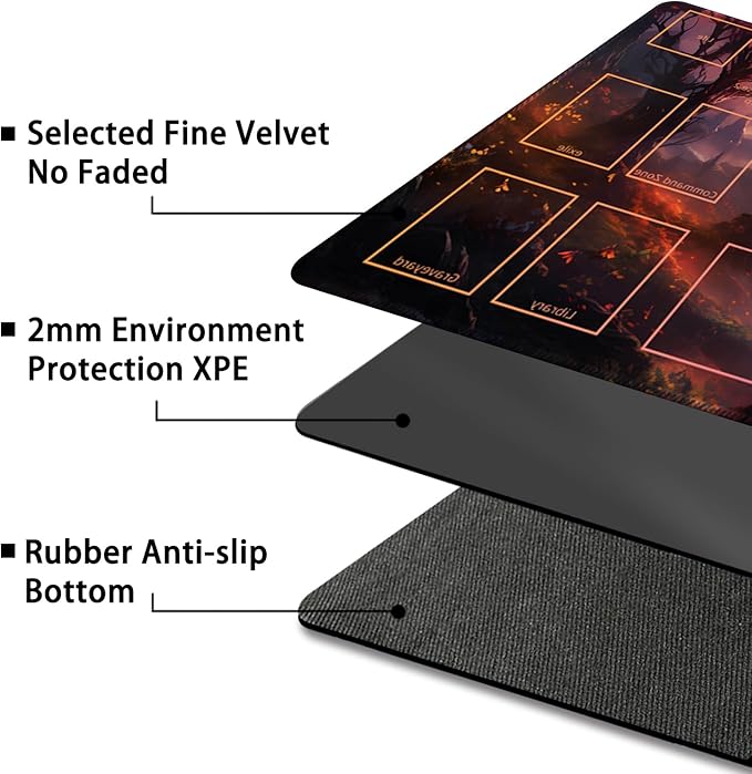 Playmat for MTG, with Free Storage Bags,Game Mat 24 x 14 inches, TCG and Board Game Mat for Cards,Mousepad Desk Mats (Mountain-Auxiliary Combat)