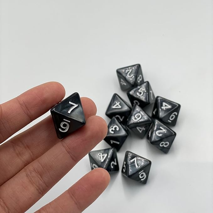 10 Pieces D8 Polyhedral Dice Set - 8 Sided Dice with Numbers | Ideal for Board Games, Classroom Activities, Party Table & Gaming Fun (Color: Black, Size: 1.6cm/0.63in)