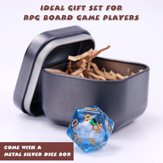 DND Dice Rolling Eyeball D20 Dungeon & Dragon Dice with a Green Bloodshot Eyeball, D20 Blue Polyhedral Dice-5e DND Accessories Board Game for Roleplay Game Starter Beginner