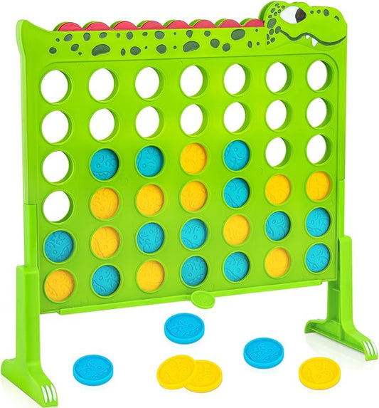 Aywewii 4 in a Row Dinosaur Connect Game with 14.5 x 14 inches Grid, Strategy Board Games for Kids | Travel Games for Boys and Girls | 4-to-Score Table Game Gifts for Ages 6+