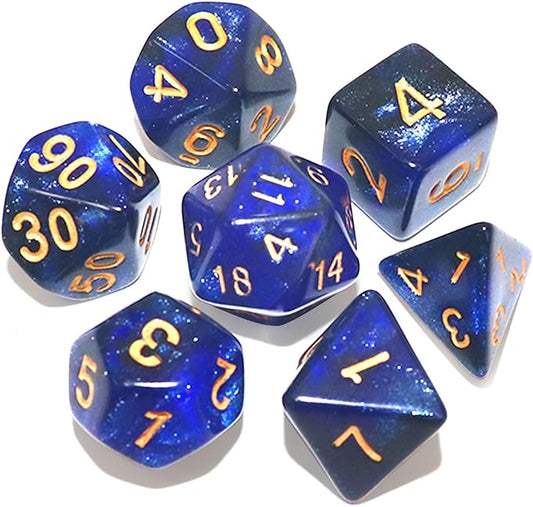 7 PCS DND Dice Set, Polyhedral Dice, D&D Dice Set D20 D12 D10 D% D8 D6 D4, Dark Blue Mix Black for Dungeons and Dragons Dice Det,Suitable for DND RPG MTG Tabletop Games