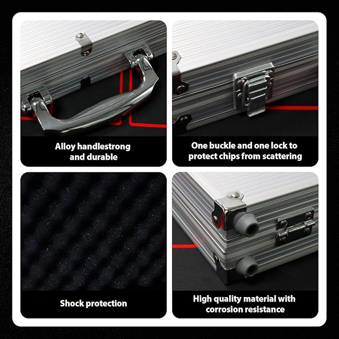 Boyzhood Poker Chips with Numbers,500PCS Poker Chip Set with Aluminum Travel Case,11.5 Gram Poker Set for Texas Holdem and Blackjack Gambling.