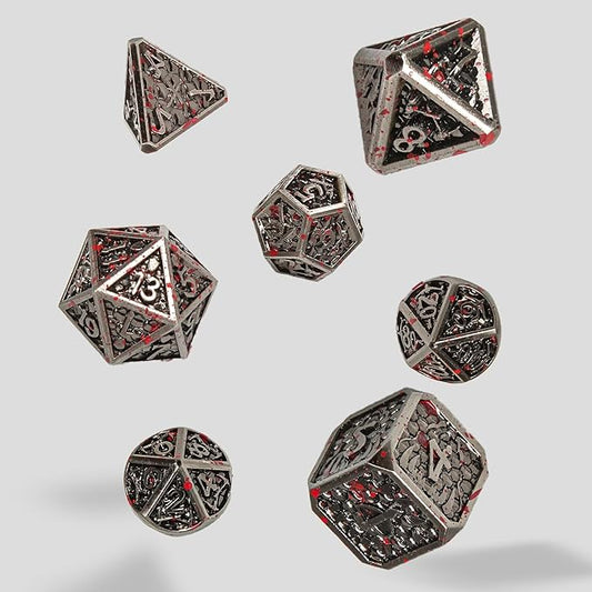 Metal DND Dice Set,Colorful Dragon Scales DND Dice 7-pcs Metal Polyhedral Dice Set for Dungeons and Dragons RPG MTG Table Games(Drop of Blood)