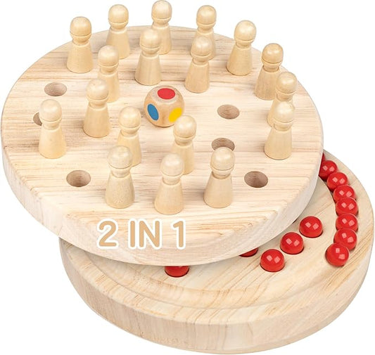 Wooden Memory Chess, Double-Sided Color, Kids Wooden Memory Match Stick Chess with Storage Bag