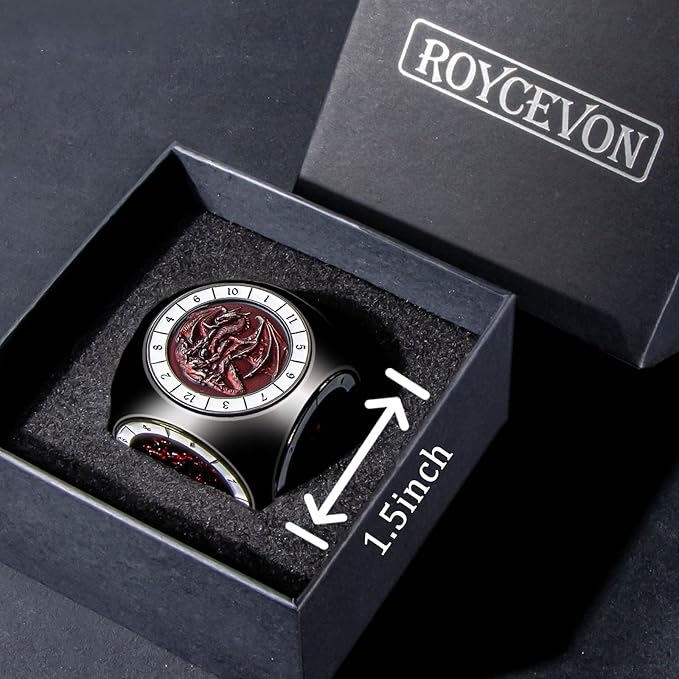 7 in 1 Spinner DND Dice Set, Metal D and D Dragon Dice with Gift Box, Role Playing Dice, Black Red