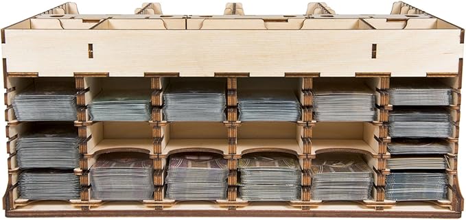 The Broken Token Elder Sign Compatible Arkham Museum Crate - Wooden Storage Box with Multiple Trays and Pockets