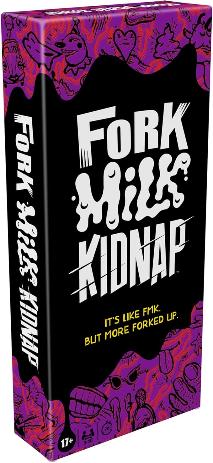 Hasbro Gaming Fork Milk Kidnap Game for Adults Only, an Adult Party Game of Questionable Choices, Ages 17+, for 3 to 10 Players, Hilarious NSFW Card Games