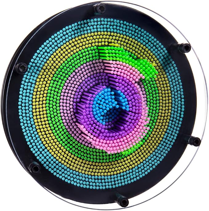 3D Pin Art Intellectual Fun Toy Rainbow Pin Art Palm Board Extra Large(8 x8 Inches) Arouse Sense of Imagination Innovative Boundless Creativity