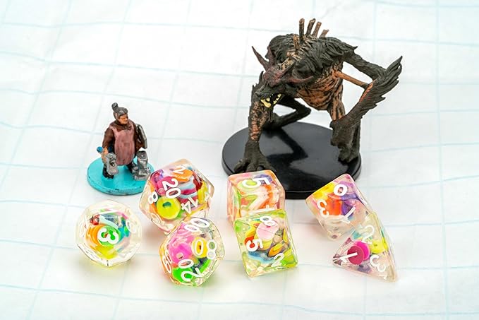 FanRoll 16mm Resin Poly DND Dice Set: Critical Loops, Role Playing Game Dice for Dungeons and Dragons