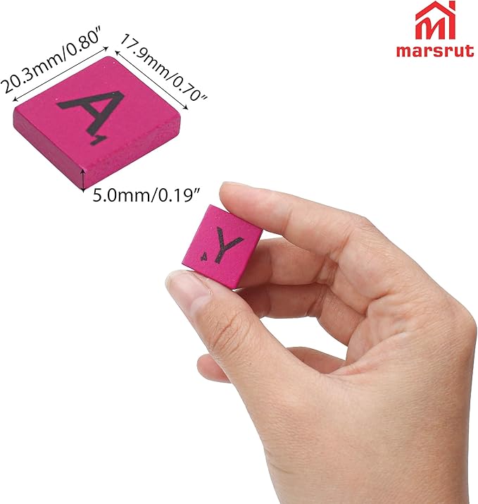 Marsrut 100Pcs Tiles Replacement, Pink Colored Wooden Mix Letters Colourful Rose Red Varnished Scrambled Alphabet Pieces Bulk Set for Board Phonics Spelling Game Name Family Decor Crafting