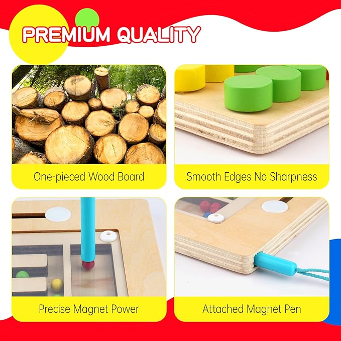 Wooden Color Matching Puzzle Toys Montessori Toys for 3+ Years Old Brain Teasers Game Develop Minds Board Game Travel Activity for Boy Girl Ideal Christmas Birthday Gifts(4 Color)